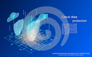 Cloud data protection, information security vector concept