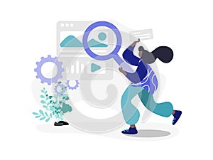 Search Engine Optimisation flat illustration concept Social Media, minimal modern style, perfect for landing pages, templates, UI,