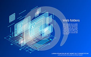 Web folders 3d isometric vector concept