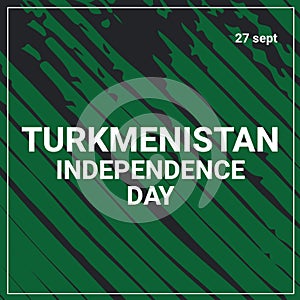Illustration of 27 sept and turkmenistan independence day text over green and black doodles