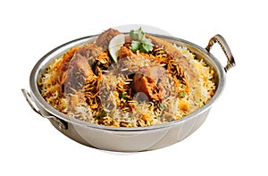 Traditional Pakistani Biryani Isolated on White Background. Generative AI