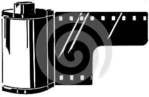 Illustration of a 35mm film roll