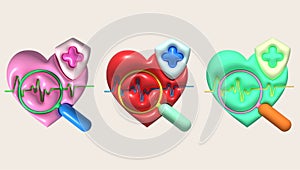 illustration 3D. Finding and preventing cardiac vital signs