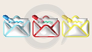 illustration 3D . A pen to write a letter or email. text messaging concept