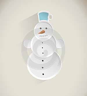 Illustration of 3D snowman on beige background, winter concept