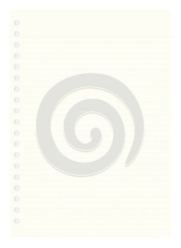 Illustration abstract A4 paper lined design. Cream colored paper. Side-punched paper pattern