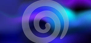 Illustration Abstract glowing, neon light effect, wave line, wavy pattern. Vector design communication techno on blue background.