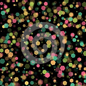 Illustration of an abstract light dots and blurred Hexagon backdrop like bokeh spot Hex shapes
