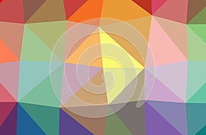 Illustration of abstract low poly orange, green, blue, yellow, red horizontal background.