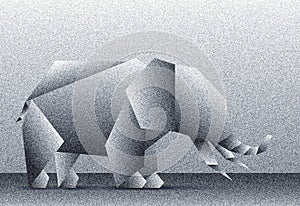 Illustration of an abstract low polygonal elephant with noise effect.
