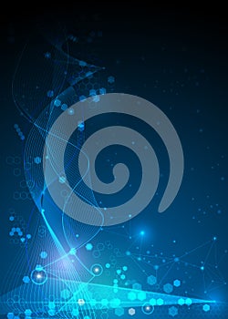 Illustration Abstract Molecules and Mesh Lines