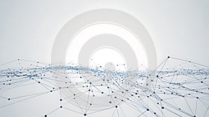 Abstract network connection structure with lines and dots representing data flow