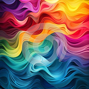 illustration of abstract rainbow waves background. Generative AI