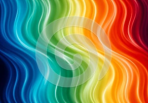 Illustration of abstract rainbow waves of light in a vibrant, flowing pattern