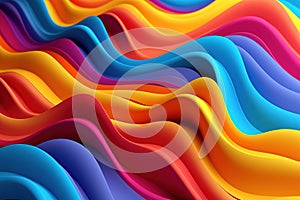 An illustration of abstract smooth, flowing wavy surface in a rainbow of saturated colors