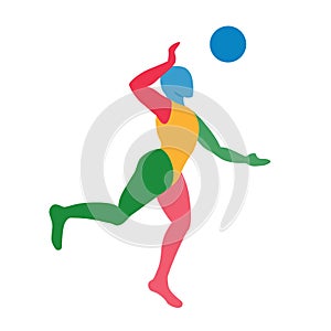 Illustration Abstract Volleyball Player Silhouette Icon Isolated