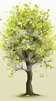 Illustration of abstract watercolor tree view isolated on white background for landscape plan and architectural layout drawing,