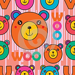 Valentine bear woo seamless pattern photo