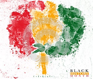 An illustration of an African Flag colored tree on a white grunge background in Celebration of Black History Month