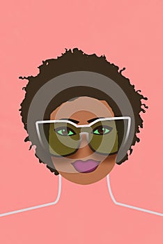 Illustration of an african woman wearing sunglasses