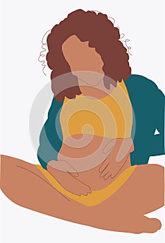 Illustration of a afro american pregnant woman