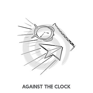 Illustration of against the clock idiom photo