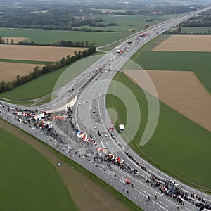 Throughout the nationwide farmer protests in Germany, access roads to the motorway were blocked. photo