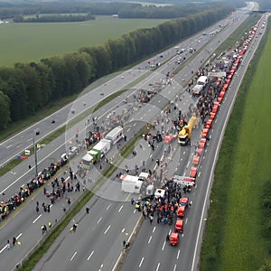 Throughout the nationwide farmer protests in Germany, access roads to the motorway were blocked. photo