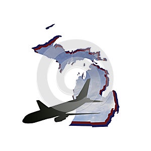 illustration for air travel and tourism in the State of Michigan