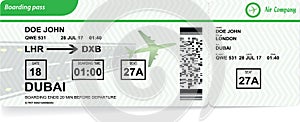 Airplane boarding pass. Vector airline ticket. photo