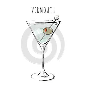 Illustration of an alcoholic drink. Vermouth