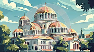 illustration, Alexander Nevski cathedral, Sofia. Must-see touristic spot in Sofia, the capital city of bulgaria