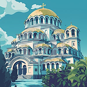 illustration, Alexander Nevski cathedral, Sofia. Must-see touristic spot in Sofia, the capital city of bulgaria