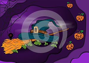 Illustration on 9 all saints day eve holiday theme, Halloween background design in 3D paper cut style