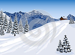 Illustration of alp mountains