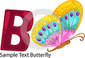 Illustration alphabet letter b-butterfly