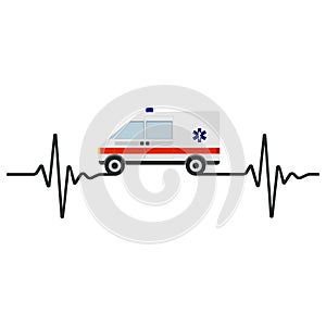 Illustration of an ambulance with a pulse