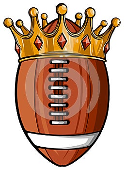 An illustration of an American football ball wearing a golden crown. vector