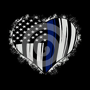 Illustration American Hearth Flag, Police Officer