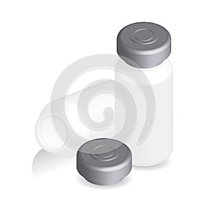 Illustration of ampules, bottles, vials isolated on white