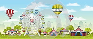 Illustration of an amusement park