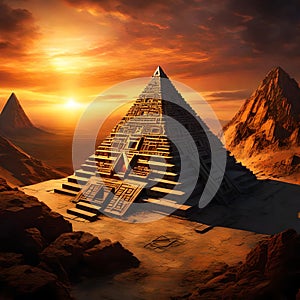 Illustration of ancient Egypt pyramid in fictional and mysterious style