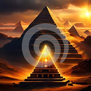 Illustration of ancient Egypt pyramid in fictional and mysterious style