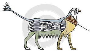Illustration of ancient Egyptian Griffith Sag. White background.