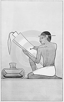 Illustration of ancient Egyptian scribe