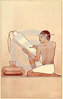 Illustration of ancient Egyptian scribe photo