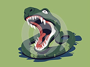 Illustration of Ancient Serpent - Titanoboa in Primeval Swamps
