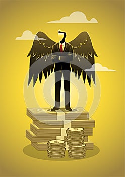 Illustration of an angel as a businessman, vector illustration