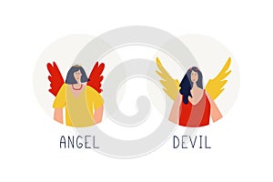 Illustration with angel and devil