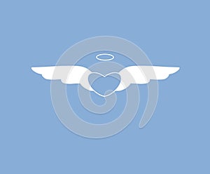 Illustration angel wings isolated on blue  background